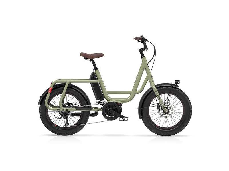 Benno Bikes RemiDemi Performance 1x9sp Cargo Bike, 250W 65Nm Performance Motor, 400Wh battery, Step-Thru frame Olive Green click to zoom image