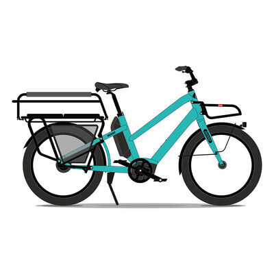 Benno Bikes Boost E CX EVO 5 Easy-On Kit 1x10sp Cargo Bike CX 250W 85Nm Motor, 500Wh Battery, Step-Thru frame, Fully Loaded Aqua Green