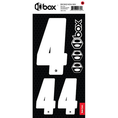 BOX BMX TWO Number Sticker Number for numberplate No4 White  click to zoom image