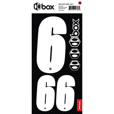 BOX BMX TWO Number Sticker Number for numberplate No6 White  click to zoom image