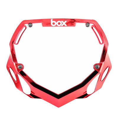 BOX BMX TWO Numberplate 8.25x9.5" Large Chrome Red  click to zoom image