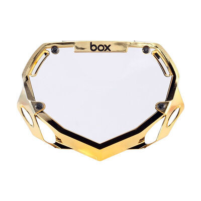BOX BMX TWO Numberplate 6.5x9" Small Chrome Gold  click to zoom image