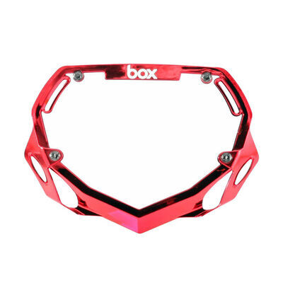 BOX BMX TWO Numberplate 6.5x9" Small Chrome Red  click to zoom image